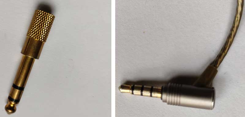 A 3.5mm Plug (Right) Along With a 6.3mm Adapter (Left)